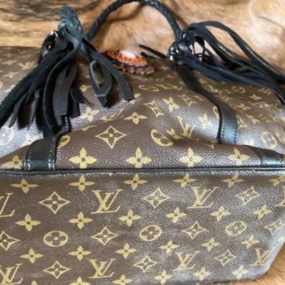 Authentic Boho Revamped Vintage Louis Vuitton Shopping Sac Black Braiding Concho - Picture 12 of 16